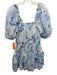 Saylor Size S Blue & White Viscose Marbled smocked Tiered Puff Sleeve Dress Blue & White / S