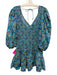 Love The Label Size M Blue, Green, Red Cotton Long puff sleeve Mini Dress Blue, Green, Red / M