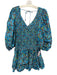 Love The Label Size M Blue, Green, Red Cotton Long puff sleeve Mini Dress Blue, Green, Red / M