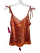 Shug! Size L Orange & White Silk Sleeveless Tank Abstract Print Short Set Orange & White / L