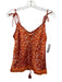 Shug! Size L Orange & White Silk Sleeveless Tank Abstract Print Short Set Orange & White / L