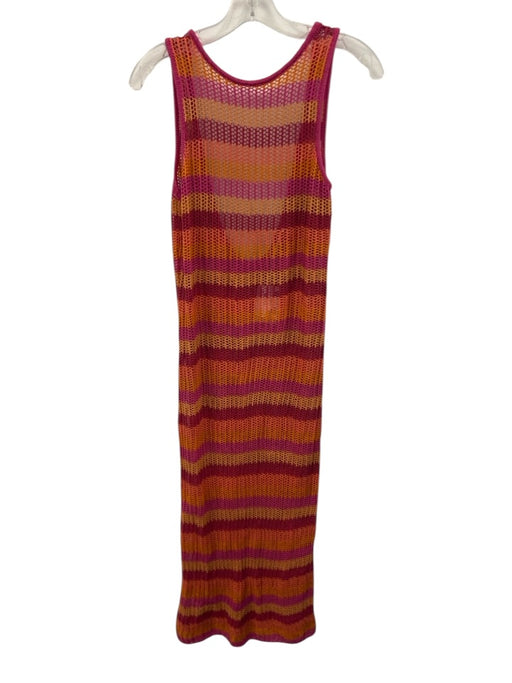 MNG Size 4 Pink, Orange, Beige Cotton Sleeveless Knit Stripe Coverup Dress Pink, Orange, Beige / 4