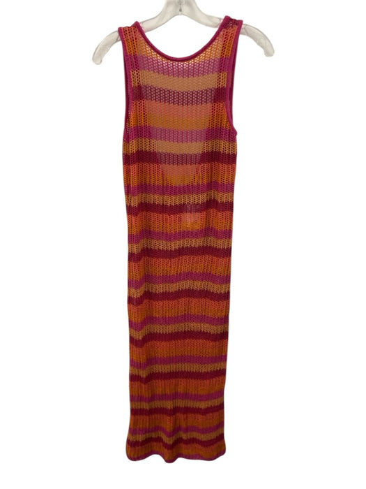 MNG Size 4 Pink, Orange, Beige Cotton Sleeveless Knit Stripe Coverup Dress Pink, Orange, Beige / 4