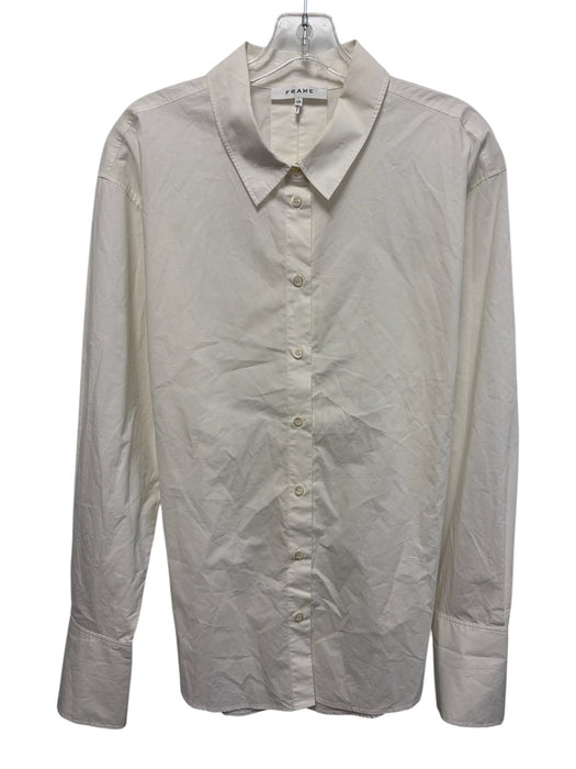 Frame Size L White Cotton Long Sleeve Buttons Blouse Top White / L