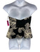 Allison Size L Black & Cream Rayon & Linen Strapless Embroidered Top Black & Cream / L