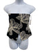 Allison Size L Black & Cream Rayon & Linen Strapless Embroidered Top Black & Cream / L