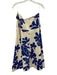 Zara Size M Cream & Blue Cotton Side Button Floral Print Midi Skirt Cream & Blue / M