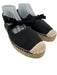Staud Shoe Size 38 Black & Beige Canvas Espadrille Bow Detail Mary Jane Flats Black & Beige / 38