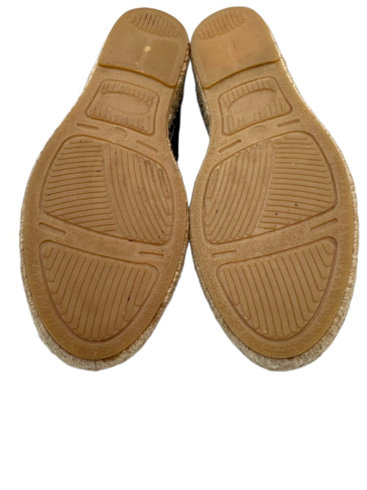 Staud Shoe Size 38 Black & Beige Canvas Espadrille Bow Detail Mary Jane Flats Black & Beige / 38