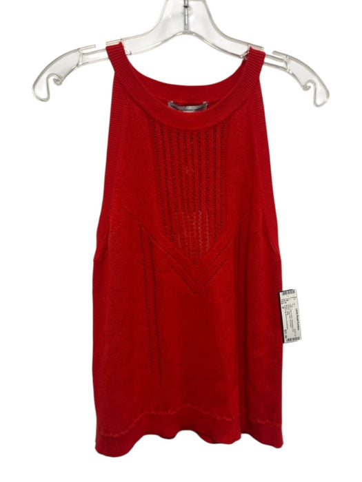 Cotton by Autumn Cashmere Size M Red Cotton Sleeveless Knit Pattern Top Red / M