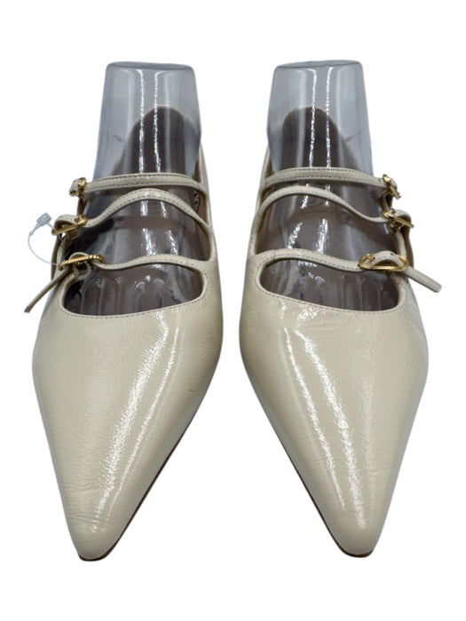 Sam Edelman Shoe Size 8.5 Cream White Patent Leather Pointed Toe Buckles Flats Cream White / 8.5