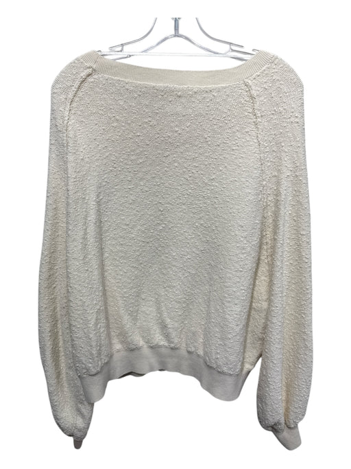 Free People Size M Ivory Cotton Fuzzy Long Sleeve Sweater Ivory / M
