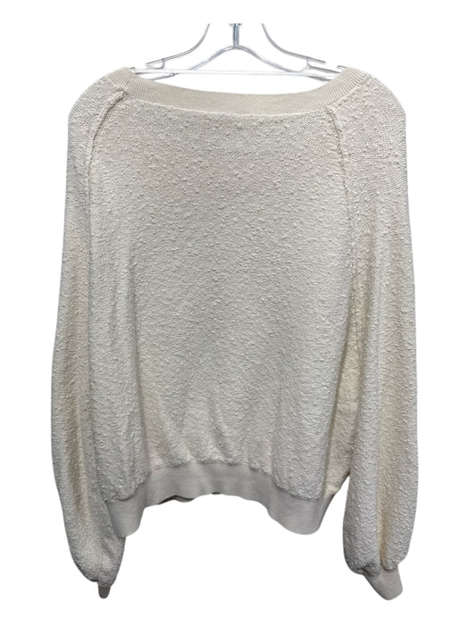 Free People Size M Ivory Cotton Fuzzy Long Sleeve Sweater Ivory / M