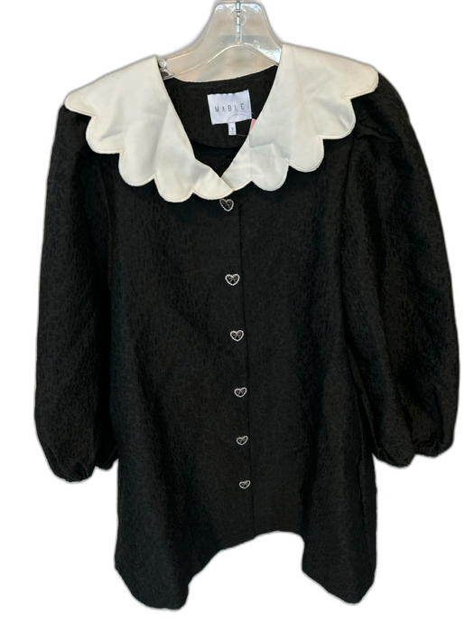 long sleeve scallop dress Mable Size S Black & White Polyester Long Sleeve scallop neckline Mini Dress  — Labels Resale Boutique