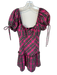Amanda Uprichard Size S Pink Polyester Puff 1/2 Sleeve Plaid Mini Dress Pink / S