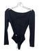 Sans Faff Size XS Black Viscose Blend Long Sleeve Lace Up Back Thong Bodysuit Black / XS