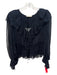 Ulla Johnson Size 0 Navy & Black Silk Long Sleeve Ruffles Sheer Bow Detail Top Navy & Black / 0