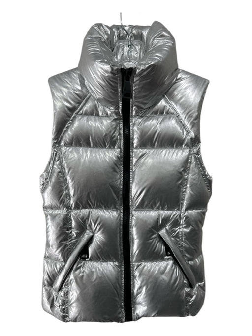 SAM. Size Small Silver Nylon Duck Down Quilted Zip Front Puffer Vest Silver / Small