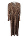 L'agence Size 00 Brown, Tan & Black Silk Long Sleeve Leopard Maxi Dress Brown, Tan & Black / 00
