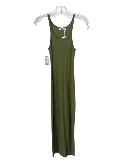 Eterne Size XS Green Cotton Blend Ribbed Sleeveless Sheath Maxi Dress Green / XS