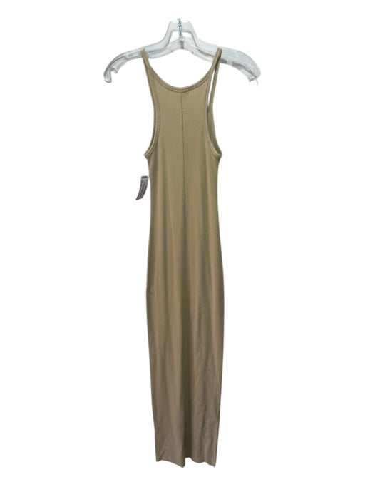 Eterne Size XS Tan Cotton Blend Ribbed Sleeveless Sheath Maxi Dress Tan / XS