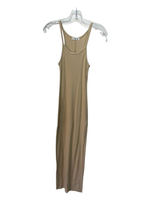 Eterne Size XS Tan Cotton Blend Ribbed Sleeveless Sheath Maxi Dress Tan / XS