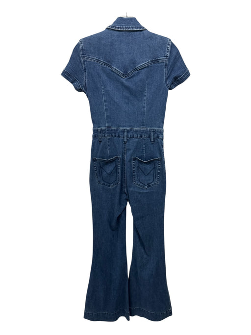Show Me Your Mumu Size XS Med Wash Cotton Denim Short Sleeve Paneled Jumpsuit Med Wash / XS