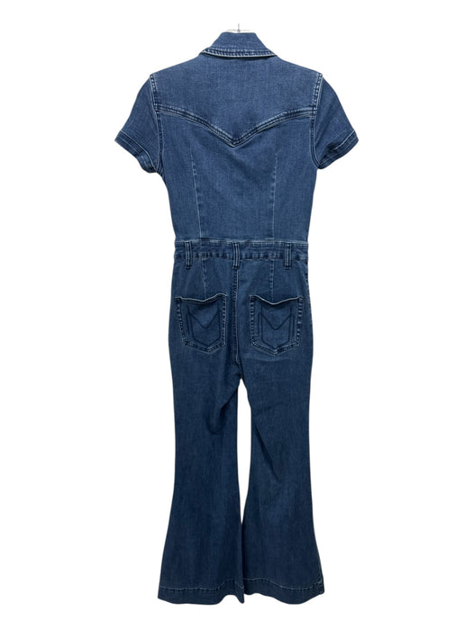 Show Me Your Mumu Size XS Med Wash Cotton Denim Short Sleeve Paneled Jumpsuit Med Wash / XS