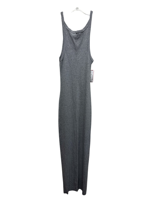 Eterne Size XS Gray Cotton Blend Ribbed Sleeveless Sheath Maxi Dress Gray / XS