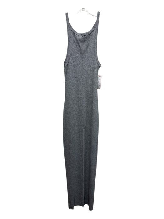 Eterne Size XS Gray Cotton Blend Ribbed Sleeveless Sheath Maxi Dress Gray / XS