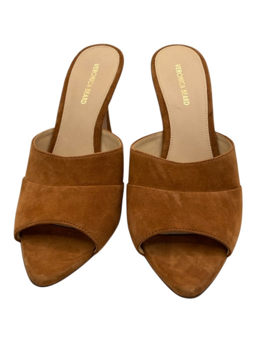 Veronica Beard Shoe Size 7.5 Brown Leather Suede Pointed Toe Flared Heel Mules Brown / 7.5