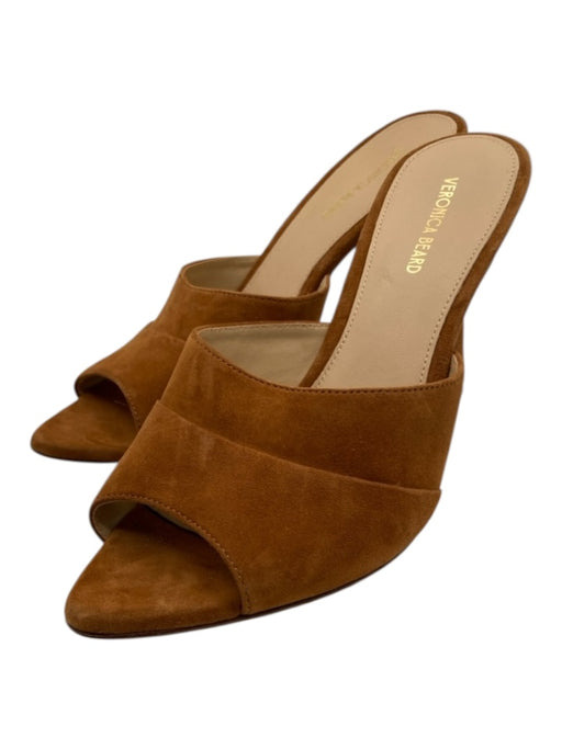 Veronica Beard Shoe Size 7.5 Brown Leather Suede Pointed Toe Flared Heel Mules Brown / 7.5