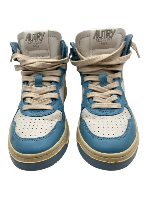 Autry Shoe Size 38 Blue, White, Beige Leather Colorblock Lace Up Sneakers Blue, White, Beige / 38