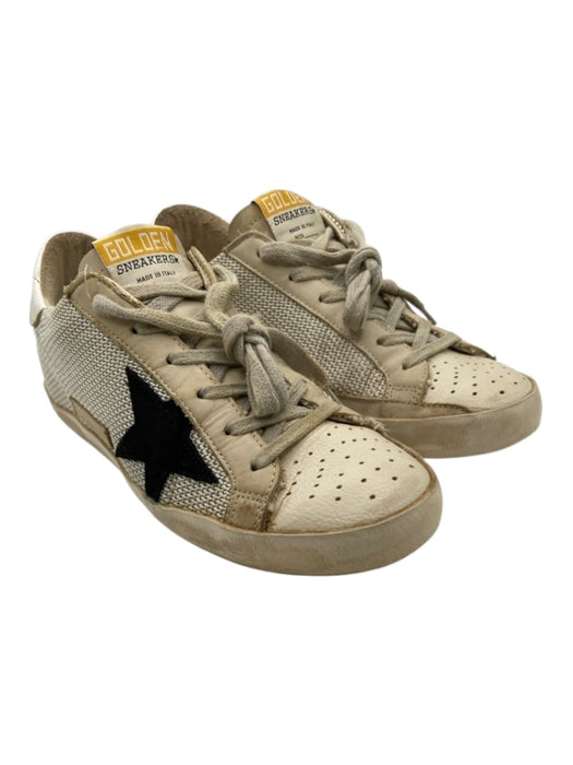 Golden Goose Shoe Size 37 Beige, White, Black Textile & Leather Lace Up Sneakers Beige, White, Black / 37
