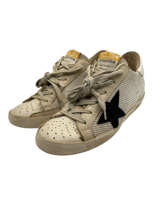 Golden Goose Shoe Size 37 Beige, White, Black Textile & Leather Lace Up Sneakers Beige, White, Black / 37