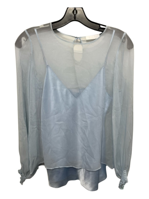 Sablyn Size XS Light Blue Silk Chiffon Overlay smocked cuffs Cami Top Light Blue / XS