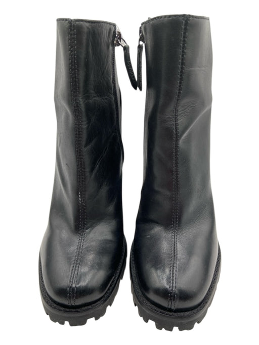 Schutz Shoe Size 7 Black Leather Side Zip Lug Sole Booties Black / 7