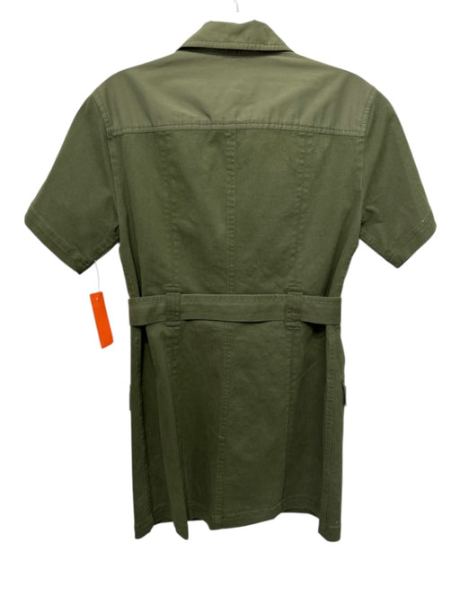 Solid & Striped Size XS Army Green Cotton Short Sleeve Snap Button Front Dress Army Green / XS