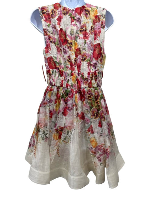 Zimmermann Size 0 Red, Pink, Orange Linen Blend Sleeveless Floral Gathered Dress Red, Pink, Orange / 0