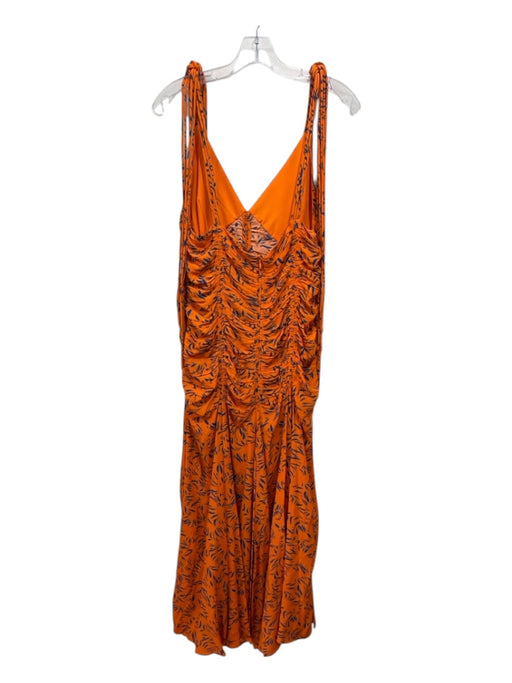 Proenza Schouler Size 12 Orange & Blue Viscose & Polyester Spaghetti Strap Dress Orange & Blue / 12