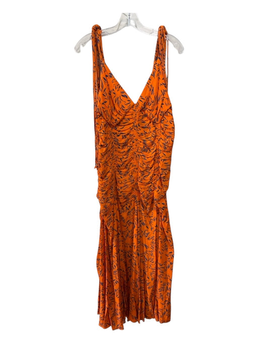 Proenza Schouler Size 12 Orange & Blue Viscose & Polyester Spaghetti Strap Dress Orange & Blue / 12