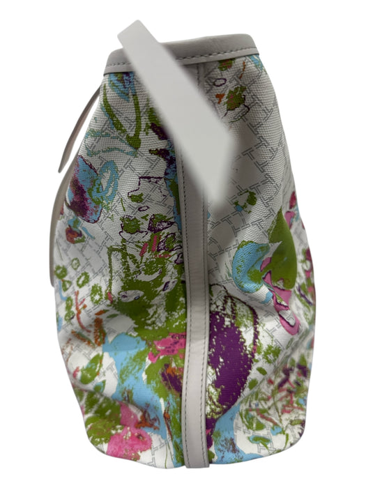 Tumi White, Pink & Multi Coated Canvas Leather trim Abstract Floral Logo Bag White, Pink & Multi / Medium