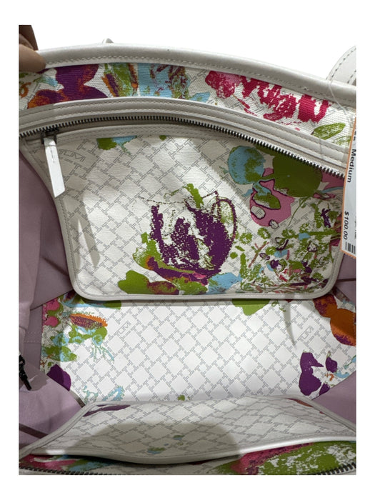 Tumi White, Pink & Multi Coated Canvas Leather trim Abstract Floral Logo Bag White, Pink & Multi / Medium