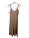 Elie Tahari Size Large Tan Viscose Blend Sleeveless Ribbed Knit Double V Dress Tan / Large