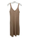 Elie Tahari Size Large Tan Viscose Blend Sleeveless Ribbed Knit Double V Dress Tan / Large