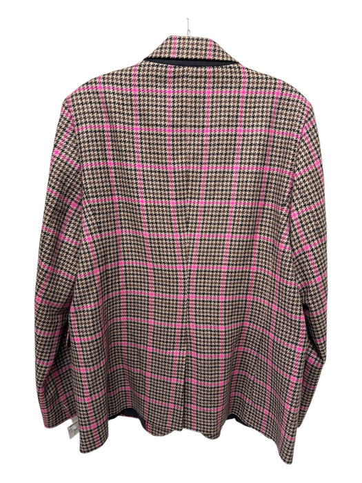 Boden Size 14 Tan, Brown & Pink Wool Houndstooth Button Close Jacket Tan, Brown & Pink / 14