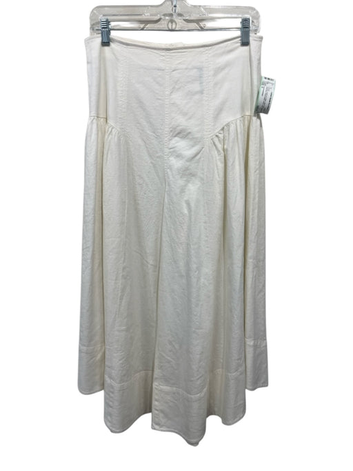 Anthropologie Size 6 Cream Linen & Cotton Back Zip Paneled Pleat Detail Pants Cream / 6
