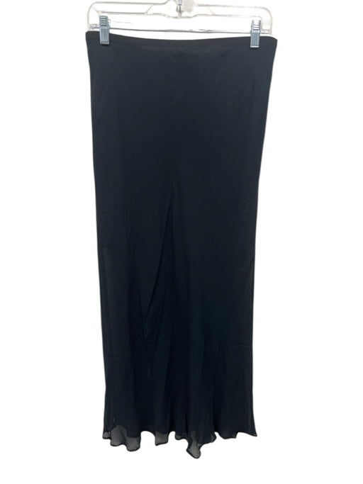 J. Crew Size S Black Viscose Elastic Waist Grosgrain Trim Sheer Overlay Skirt Black / S