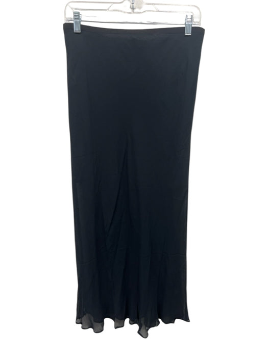 J. Crew Size S Black Viscose Elastic Waist Grosgrain Trim Sheer Overlay Skirt Black / S