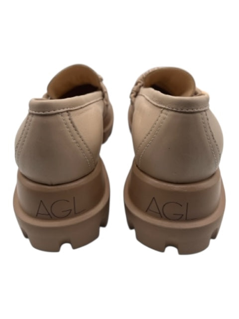 AGL Shoe Size 38 Beige Pink Leather round toe Lug sole Loafer Flats Beige Pink / 38